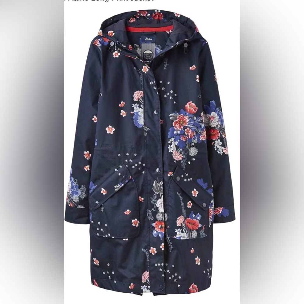 Joules Navy Floral Raincoat Jacket